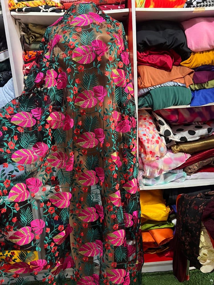 Tropical Embroidered Lace Fabric